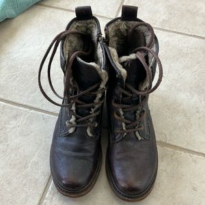 Frye shearling combat boots